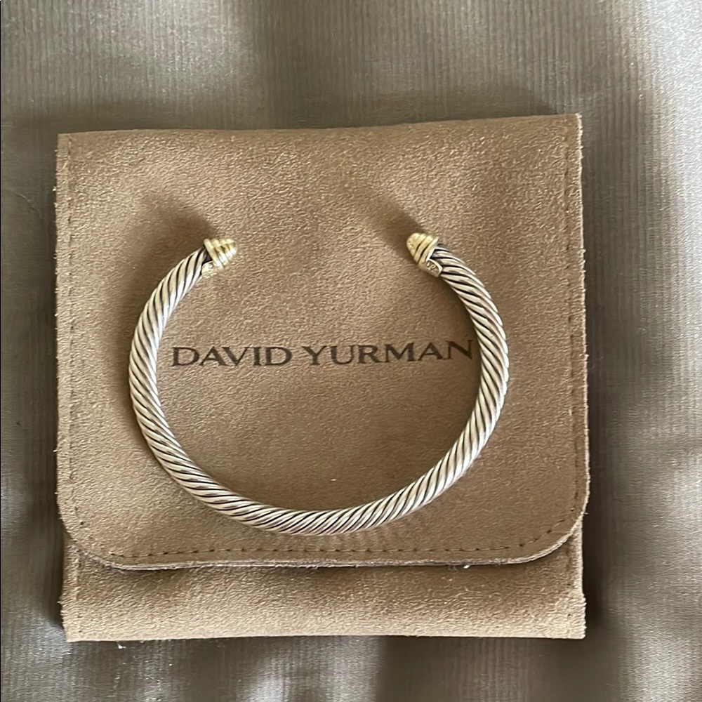 David Yurman Silver and 14K Gold Cable 5 mm Bracelet (Authentic)